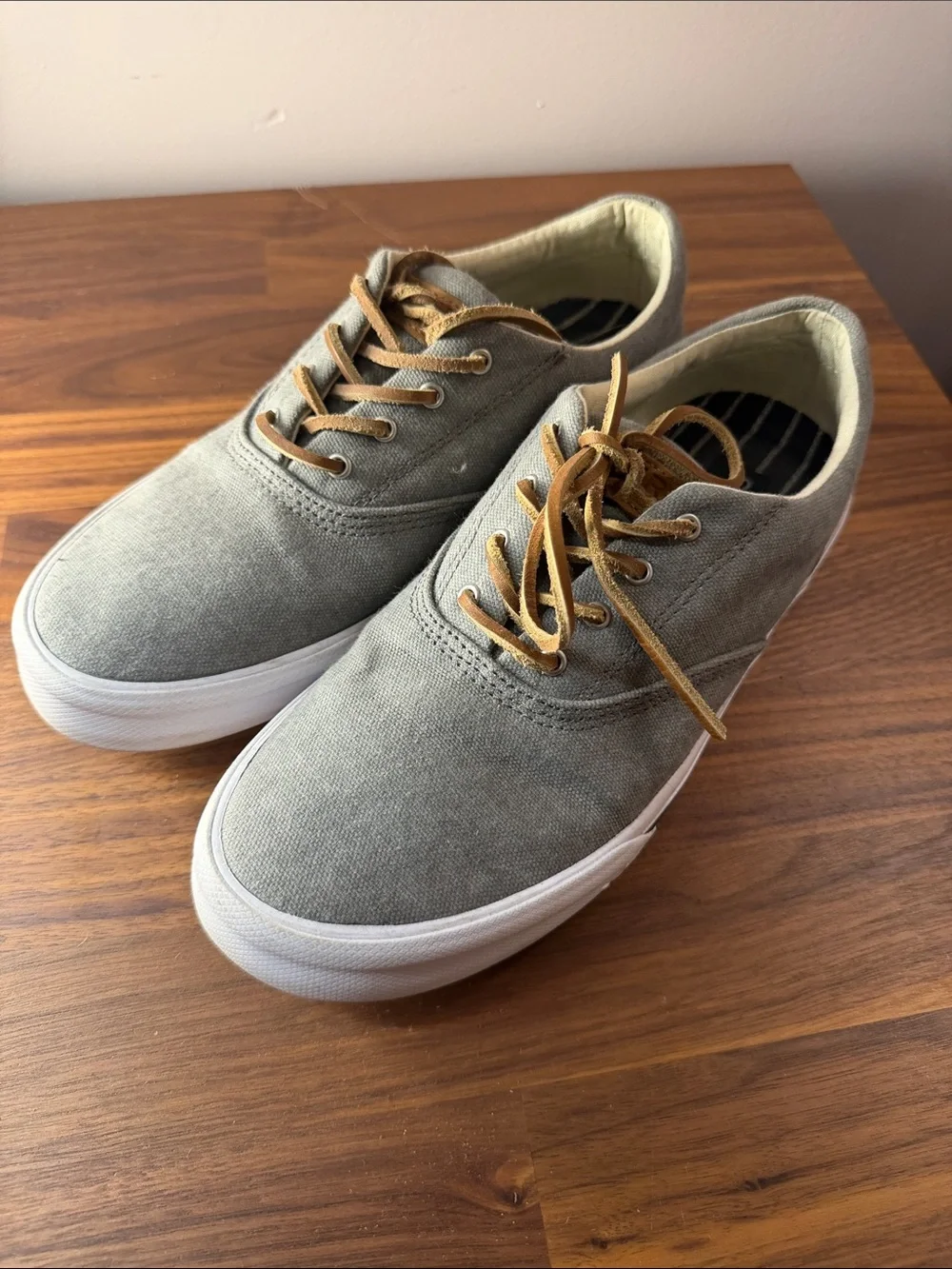 Sperry Gray Canvas Top-Sider Lace-Up Sneakers Size 7.5